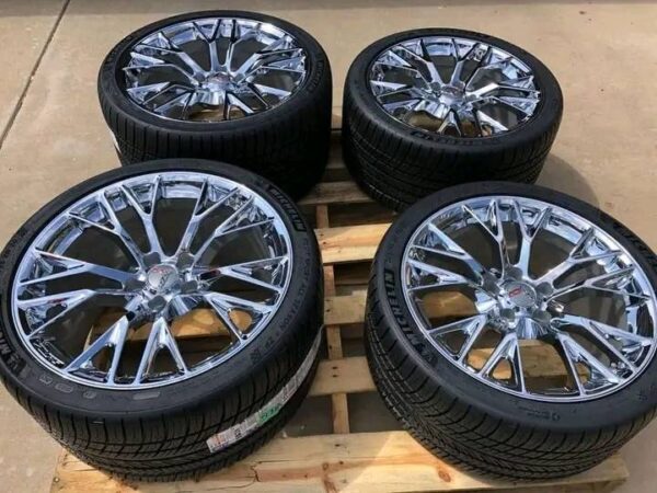 GM OEM C7 Z06 ZO6 Corvette Chrome Wheel Michelin Pilot Sport AS4 ZP Tire Package - Image 5