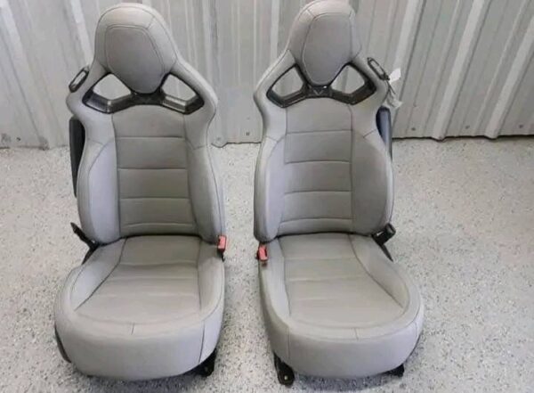 14-19 CORVETTE C7 OEM COMPETITION SPORT BUCKETS PAIR GRAY LEATHER. OEM C7 COMPETITION SEATS HEATED VENTILATED OPT KQV AE4