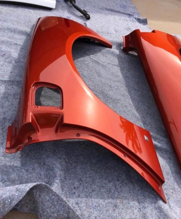 Daytona Sunset Orange Metallic rear fender quarter panels for a c6 corvette - Image 7