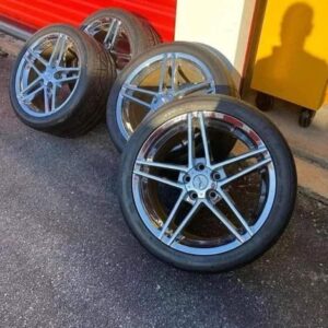 Corvette C6 Z06 chrome rims with lugs and Nitto tires