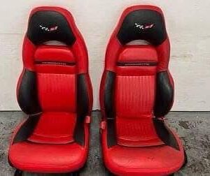 97 04 Chevrolet Corvette C5 Seats Red Black Leather Driver Passenger GM Power