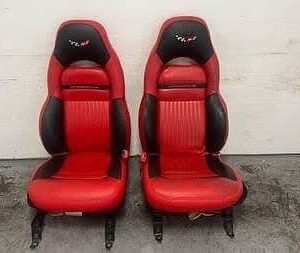 97 04 Chevrolet Corvette C5 Seats Red Black Leather Driver Passenger GM Power
